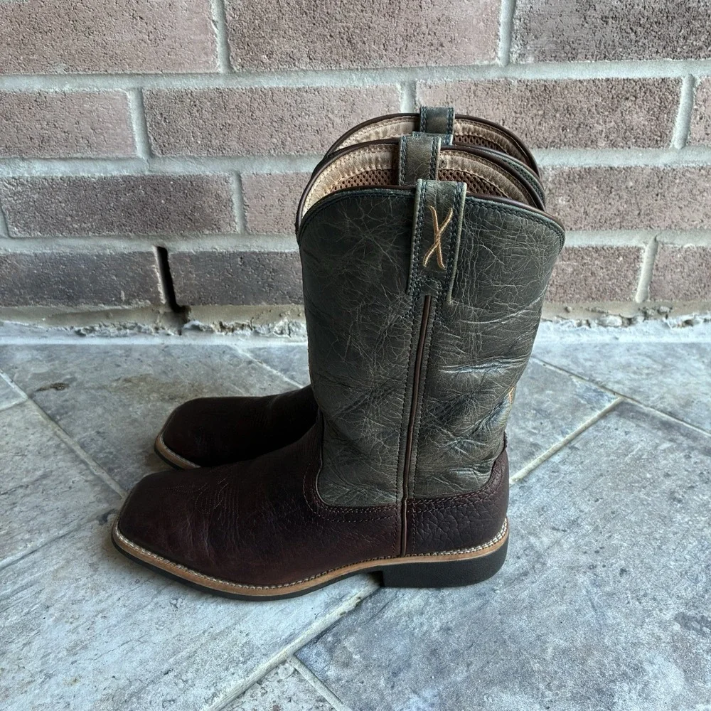 Twisted‎ X Youth 6M Boots Cognac Blue Western Square Toe Oil Rig Work Cowboy